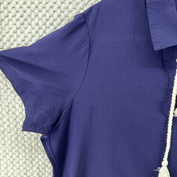 U.S. Polo ASSN Cover Up Women XL Blue Gray Striped Short Sleeves Beach New - Picture 9 of 11